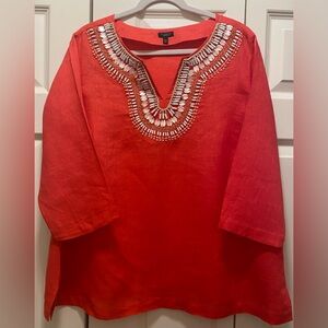 Talbots Beaded Linen Tunic